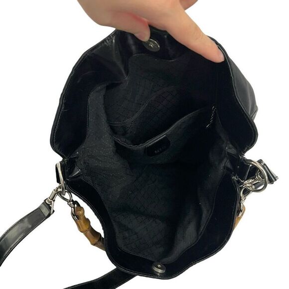 Gucci Bamboo Handle Black Nylon Two Way Shoulder Bag Authentic w Serial # - Picture 14 of 14
